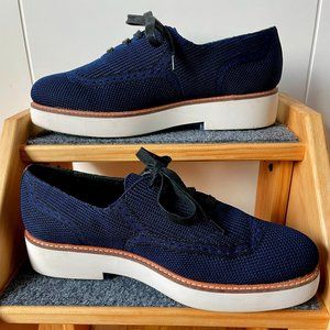 Zara Woman |  Navy Wingtip Knit Oxford Lace Up | EU 41 US 10